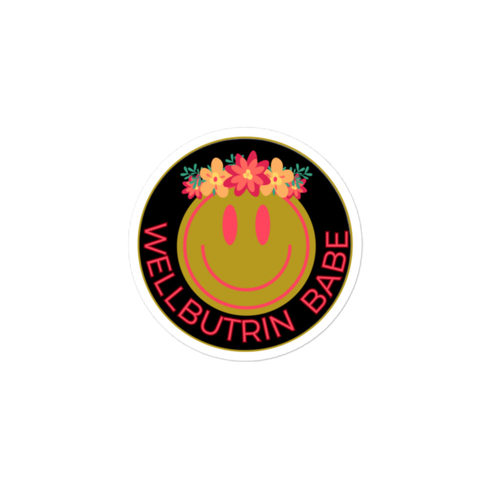 Wellbutrin Babe Sticker, black