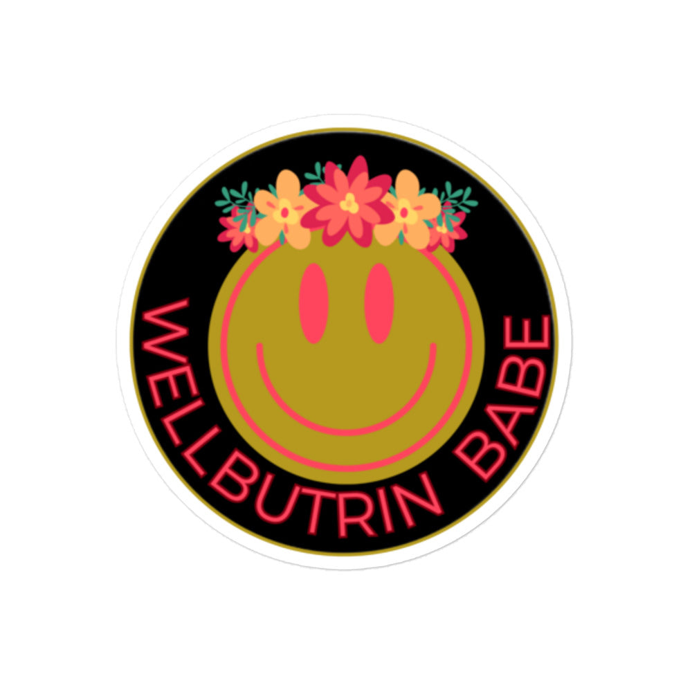 Wellbutrin Babe Sticker, black