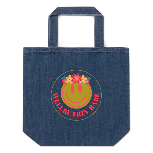 Organic denim tote bag